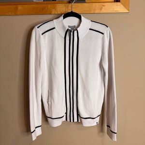 NWT T by Talbots White Sweater with Black Stripes